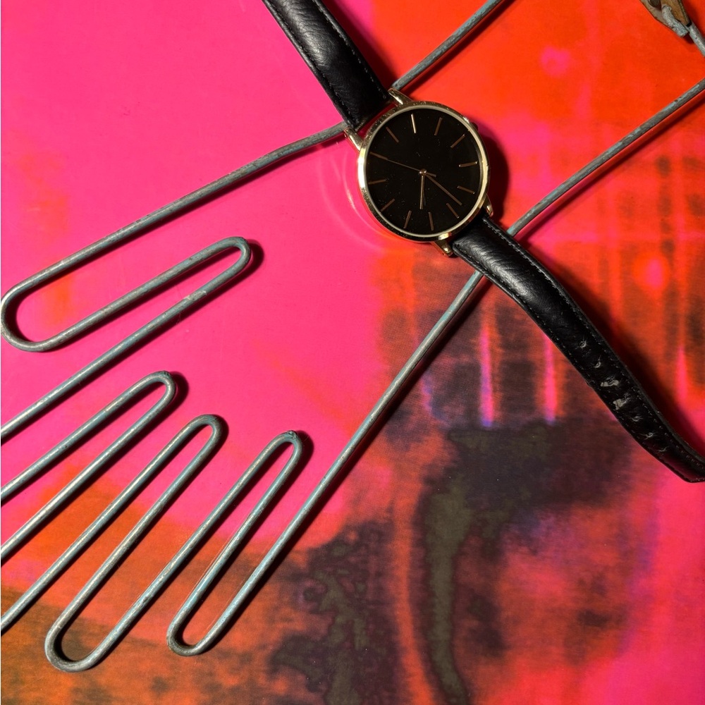 Watch with leather strap